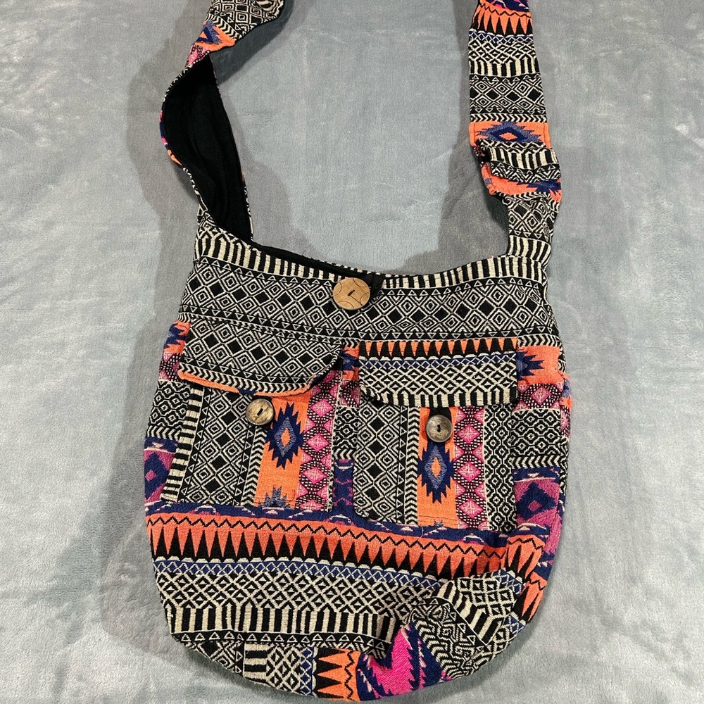 Vibrant Geometric Crossbody Bag-Tribe Azure